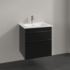 Тумба под раковину Villeroy & Boch Venticello 55,3х50,2 см МДФ черный матовый лак/ручка хром A92301PD