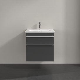 Тумба под раковину Villeroy & Boch Venticello 55,3х50,2 см МДФ глянцевый серый/ручка алюминий белый A92302FP