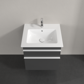 Тумба под раковину Villeroy & Boch Venticello 55,3х50,2 см МДФ глянцевый серый/ручка алюминий белый A92302FP