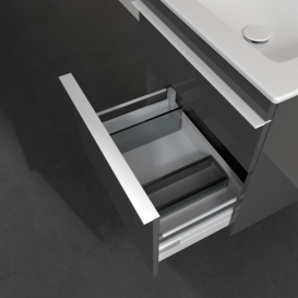 Тумба под раковину Villeroy & Boch Venticello 55,3х50,2 см МДФ глянцевый серый/ручка алюминий белый A92302FP