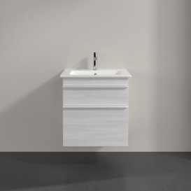 Тумба под раковину Villeroy & Boch Venticello 55,3х50,2 см ДСП/МДФ белое дерево/ручка алюминий белый A92302E8