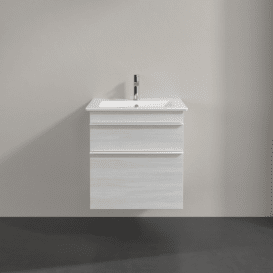 Тумба під раковину Villeroy & Boch Venticello 55,3х50,2 см ДСП/МДФ біле дерево/ручка алюміній білий A92302E8