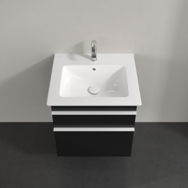 Тумба під раковину Villeroy & Boch Venticello 55,3х50,2 см МДФ чорний матовий лак/ручка алюміній білий A92302PD