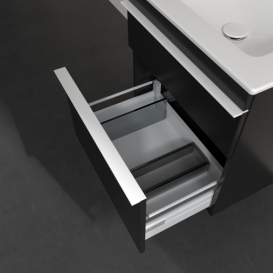 Тумба під раковину Villeroy & Boch Venticello 55,3х50,2 см МДФ чорний матовий лак/ручка алюміній білий A92302PD