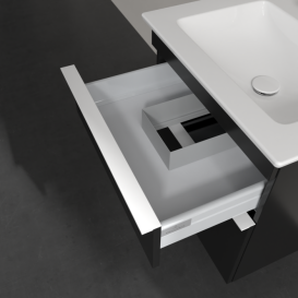 Тумба під раковину Villeroy & Boch Venticello 55,3х50,2 см МДФ чорний матовий лак/ручка алюміній білий A92302PD