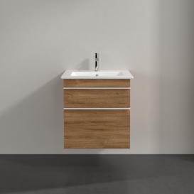 Тумба под раковину Villeroy & Boch Venticello 55,3х50,2 см ДСП дуб канзас/ручка алюминий белый A92302RH