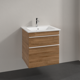 Тумба под раковину Villeroy & Boch Venticello 55,3х50,2 см ДСП дуб канзас/ручка алюминий белый A92302RH