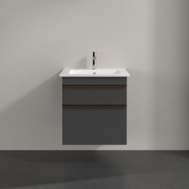 Тумба под раковину Villeroy & Boch Venticello 55,3х50,2 см МДФ глянцевый серый/ручка медь A92305FP