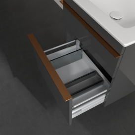 Тумба под раковину Villeroy & Boch Venticello 55,3х50,2 см МДФ глянцевый серый/ручка медь A92305FP