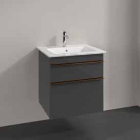 Тумба под раковину Villeroy & Boch Venticello 55,3х50,2 см МДФ глянцевый серый/ручка медь A92305FP