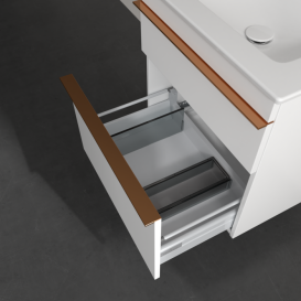 Тумба під раковину Villeroy & Boch Venticello 55,3х50,2 см ДСП/МДФ білий матовий/ручка мідь A92305MS