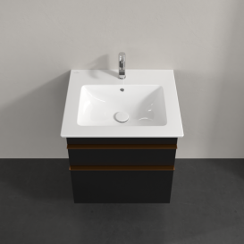 Тумба под раковину Villeroy & Boch Venticello 55,3х50,2 см МДФ черный матовый лак/ручка медь A92305PD