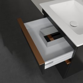 Тумба под раковину Villeroy & Boch Venticello 55,3х50,2 см МДФ черный матовый лак/ручка медь A92305PD