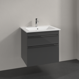 Тумба під раковину Villeroy & Boch Venticello 60,3х50,2 см МДФ глянсовий сірий/ручка хром A92401FP