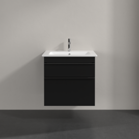 Тумба под раковину Villeroy & Boch Venticello 60,3х50,2 см МДФ черный матовый лак/ручка хром A92401PD