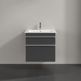 Тумба под раковину Villeroy & Boch Venticello 60,3х50,2 см МДФ глянцевый серый/ручка алюминий белый A92402FP