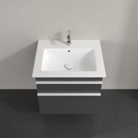 Тумба под раковину Villeroy & Boch Venticello 60,3х50,2 см МДФ глянцевый серый/ручка алюминий белый A92402FP