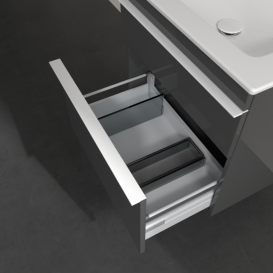 Тумба под раковину Villeroy & Boch Venticello 60,3х50,2 см МДФ глянцевый серый/ручка алюминий белый A92402FP