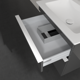 Тумба под раковину Villeroy & Boch Venticello 60,3х50,2 см МДФ глянцевый серый/ручка алюминий белый A92402FP