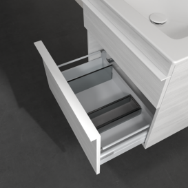 Тумба под раковину Villeroy & Boch Venticello 60,3х50,2 см ДСП/МДФ белое дерево/ручка алюминий белый A92402E8