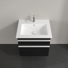 Тумба під раковину Villeroy & Boch Venticello 60,3х50,2 см МДФ чорний матовий лак/ручка алюміній білий A92402PD