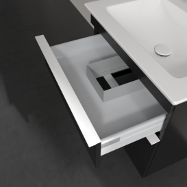 Тумба під раковину Villeroy & Boch Venticello 60,3х50,2 см МДФ чорний матовий лак/ручка алюміній білий A92402PD