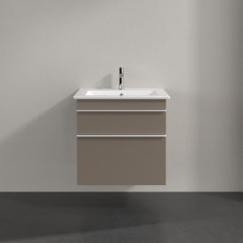 Тумба под раковину Villeroy & Boch Venticello 60,3х50,2 ДСП трюфель серый/ручка алюминий белый A92402VG