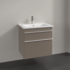Тумба под раковину Villeroy & Boch Venticello 60,3х50,2 ДСП трюфель серый/ручка алюминий белый A92402VG