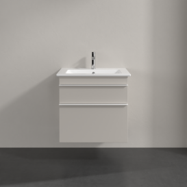 Тумба під раковину Villeroy&Boch Venticello 60,3х50,2 см ДСП м'який сірий/ручка алюміній білий A92402VK