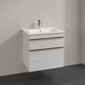 Тумба под раковину Villeroy & Boch Venticello 60,3х50,2 см ДСП/МДФ белое дерево/ручка медь A92405E8