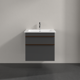 Тумба під раковину Villeroy & Boch Venticello 60,3х50,2 см МДФ глянсовий сірий/ручка мідь A92405FP