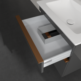 Тумба під раковину Villeroy & Boch Venticello 60,3х50,2 см МДФ глянсовий сірий/ручка мідь A92405FP