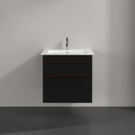 Тумба под раковину Villeroy & Boch Venticello 60,3х50,2 см МДФ черный матовый лак/ручка медь A92405PD