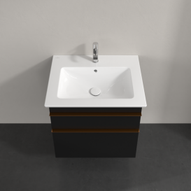 Тумба под раковину Villeroy & Boch Venticello 60,3х50,2 см МДФ черный матовый лак/ручка медь A92405PD