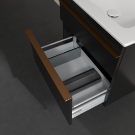 Тумба под раковину Villeroy & Boch Venticello 60,3х50,2 см МДФ черный матовый лак/ручка медь A92405PD