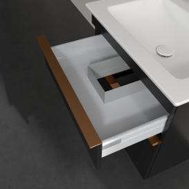 Тумба под раковину Villeroy & Boch Venticello 60,3х50,2 см МДФ черный матовый лак/ручка медь A92405PD