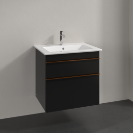 Тумба под раковину Villeroy & Boch Venticello 60,3х50,2 см МДФ черный матовый лак/ручка медь A92405PD