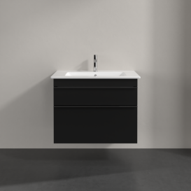 Тумба під раковину Villeroy & Boch Venticello 75,3х50,2 см МДФ чорний матовий лак/ручка хром A92501PD