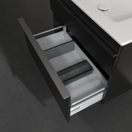 Тумба під раковину Villeroy & Boch Venticello 75,3х50,2 см МДФ чорний матовий лак/ручка хром A92501PD