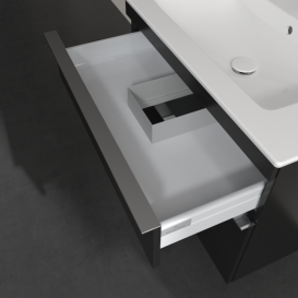 Тумба під раковину Villeroy & Boch Venticello 75,3х50,2 см МДФ чорний матовий лак/ручка хром A92501PD