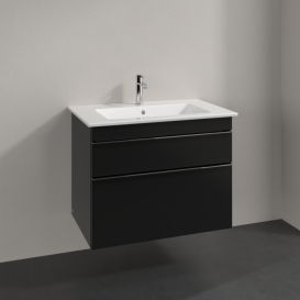 Тумба під раковину Villeroy & Boch Venticello 75,3х50,2 см МДФ чорний матовий лак/ручка хром A92501PD