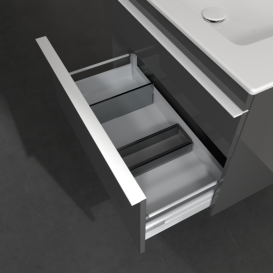 Тумба під раковину Villeroy & Boch Venticello 75,3х50,2 см МДФ глянсовий сірий/ручка алюміній білий A92502FP