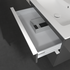 Тумба під раковину Villeroy & Boch Venticello 75,3х50,2 см МДФ глянсовий сірий/ручка алюміній білий A92502FP