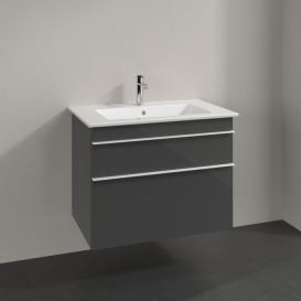 Тумба під раковину Villeroy & Boch Venticello 75,3х50,2 см МДФ глянсовий сірий/ручка алюміній білий A92502FP