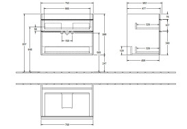 Тумба под раковину Villeroy & Boch Venticello 75,3х50,2 см ДСП/МДФ белый матовый/ручка алюминий белый A92502MS