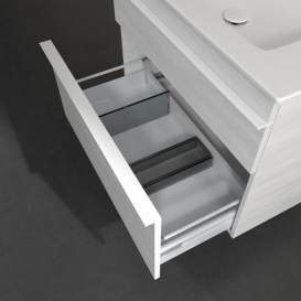 Тумба под раковину Villeroy & Boch Venticello 75,3х50,2 см ДСП/МДФ белое дерево/ручка алюминий белый A92502E8