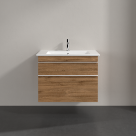 Тумба під раковину Villeroy & Boch Venticello 75,3х50,2 см ДСП дуб канзас/ручка алюміній білий A92502RH