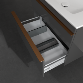 Тумба под раковину Villeroy & Boch Venticello 75,3х50,2 см МДФ глянцевый серый/ручка медь A92505FP