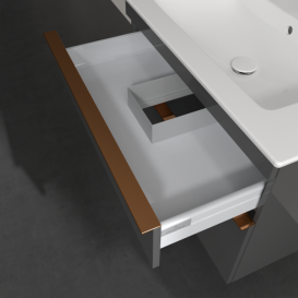 Тумба под раковину Villeroy & Boch Venticello 75,3х50,2 см МДФ глянцевый серый/ручка медь A92505FP