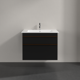 Тумба під раковину Villeroy & Boch Venticello 75,3х50,2 см МДФ чорний матовий лак/ручка мідь A92505PD